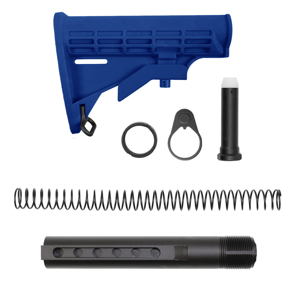 AR-15 .223/5.56 Collapsible Carbine Stock-Cerakote Blue Flame | W/ 6-Position Buffer Tube Kit | Mil-Spec